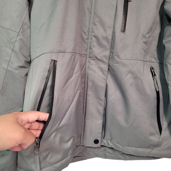Women's Waterproof Sky Jacket Windproof Hooded Raincoat For Winter  Gray Large - Picture 4 of 16